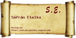 Sáfrán Etelka névjegykártya